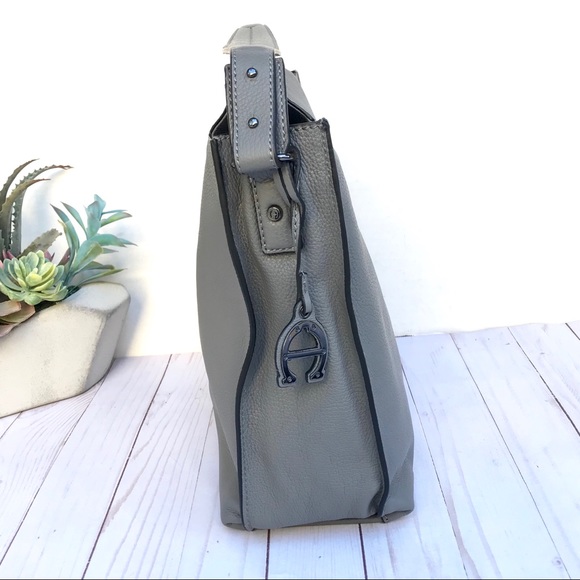 ⬇️ $120 | Etienne Aigner Ellie Slate Grey Hobo Bag - Picture 4 of 9